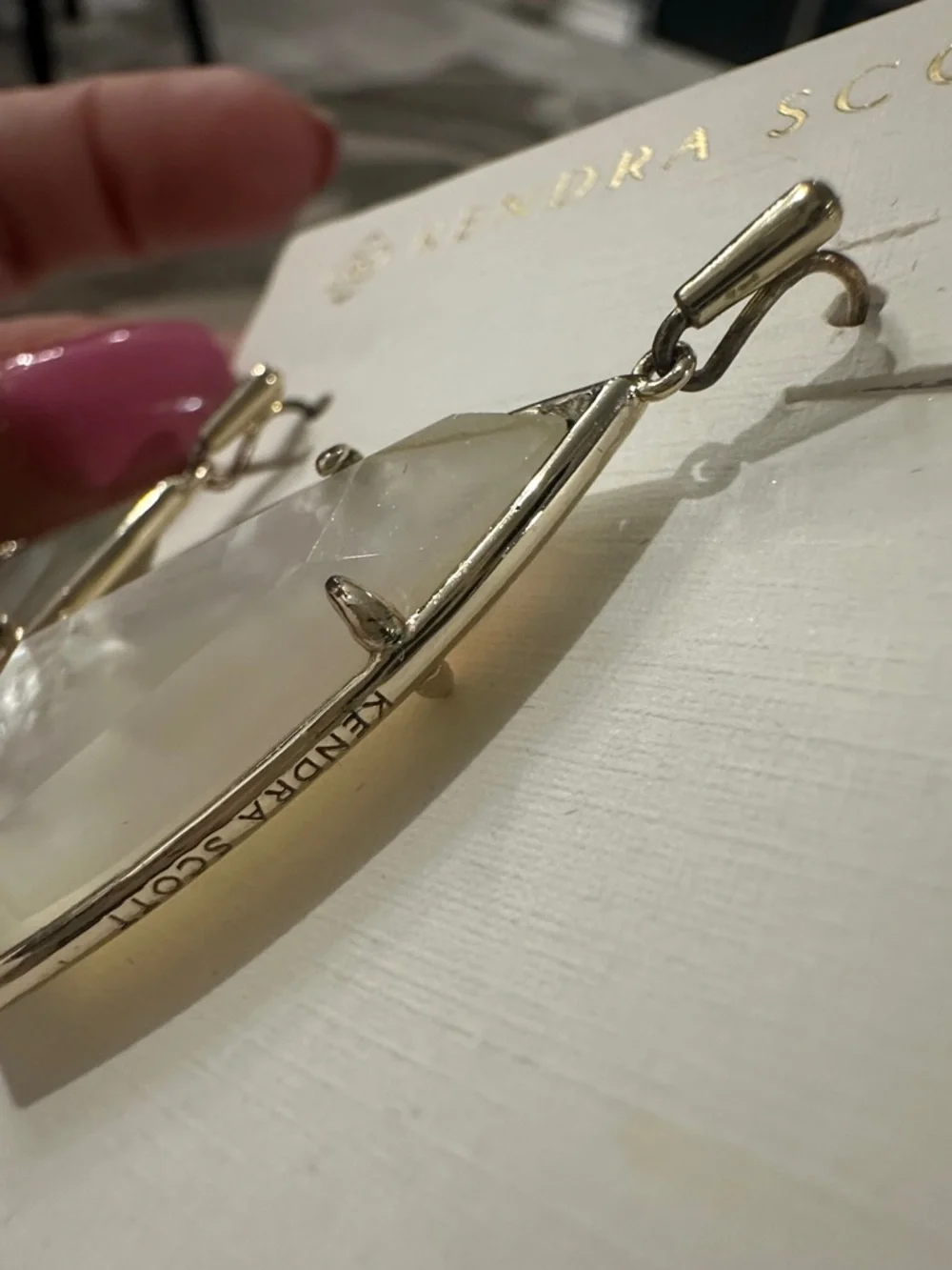 Kendra Scott Iridescent Mother of Pearl Hex Drop Earrings - Picture 5 of 5